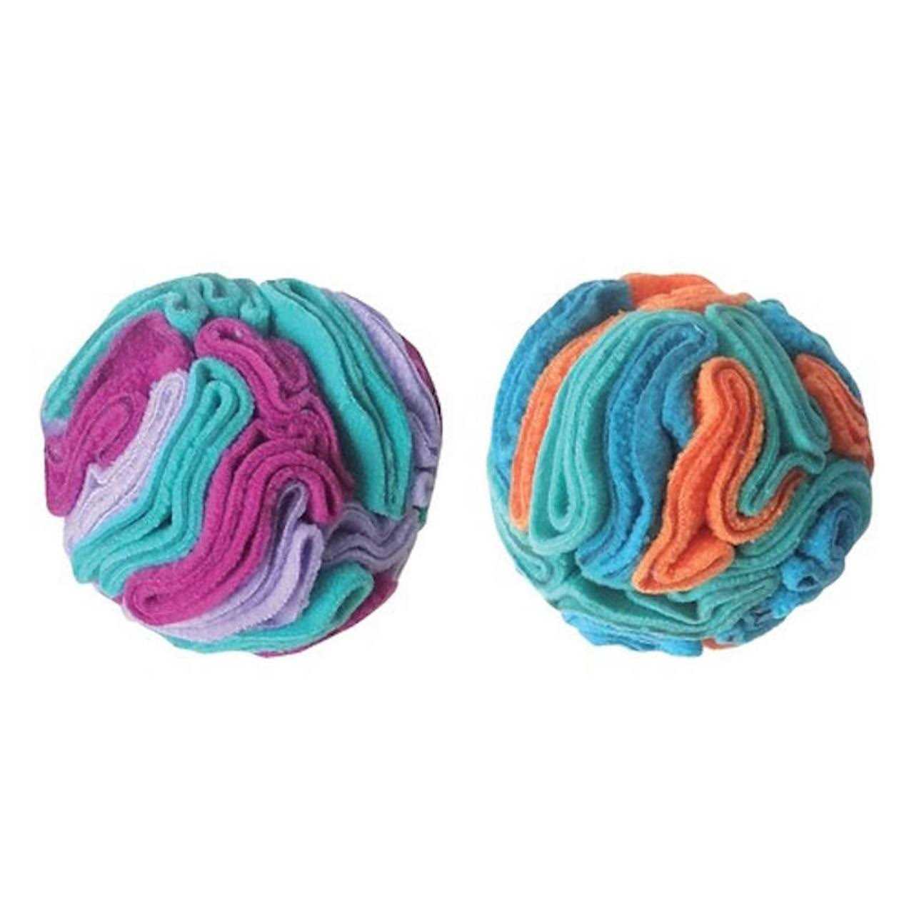 Two colourful fouFIT Hide ’n Seek snuffle balls