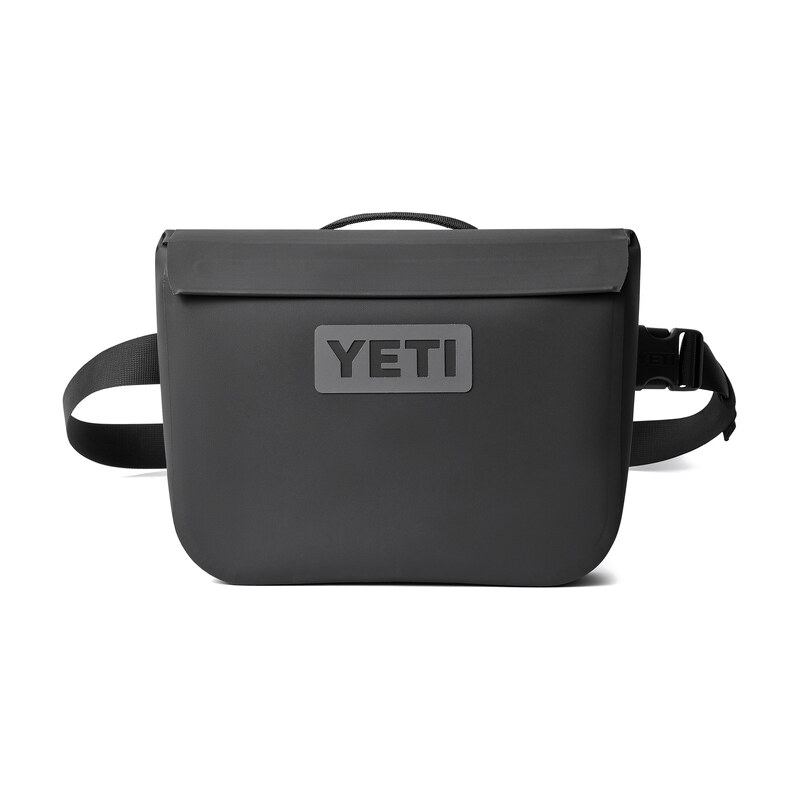 YETI Sidekick Dry Gear Case in black with the Sideclick Strap attached